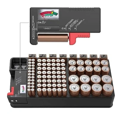 Abbildung von ZHITING Batterie Organizer, Aufbewahrungskoffer,mit Tester Hält 110,Batterien unterschiedlicher Größe für AAA,AA, 9V,C und D (Batterie Nicht im Lieferumfang Enthalten)