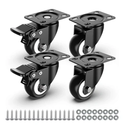 Abbildung von 50mm Lenkrollen mit Sicherheitsbremse, 4er Set Schwerlastrollen (2 Bremsen und 2 ohne) Möbelrollen 250kg Gesamtkapazität