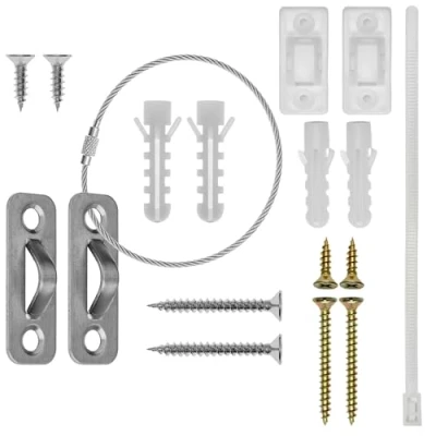 Abbildung von Kippsicherung für Regale, Kommoden und Schränke, 12 Pack, zum Schrauben, einfach zu aktivieren/deaktivieren, Mix Set, Kleinkinder, Haustiere, Set inkl. Dübel Kippschutz Möbel