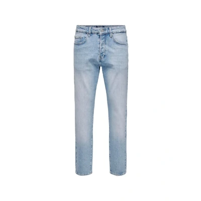 Abbildung von ONLY &amp; SONS Herren Regular Denim Pants mit Rissen 5 Pocket Jeans Hose Bleached Washed, Farben:Hellblau, Größe Jeans:33W / 34L, Beinlänge:L34