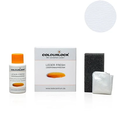 Abbildung von COLOURLOCK® Leder Fresh Tönung Mini 30 ml F Standard Farbe F002 Eierschale (Lederfarbe, Farbauffrischung), beseitigt Schrammen, Ausbleichungen und Abnutzung an Kunstleder