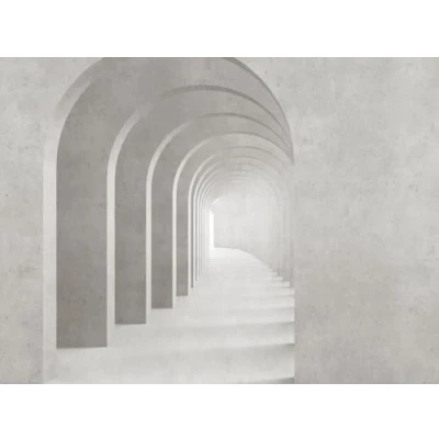 Abbildung von living walls Fototapete &quot;THE WALL III Beton Optik Tapete Motivtapete Rundbogen 3D&quot;, matt, Vliestapete 3D für Schlafzimmer Küche Wohnzimmer Betonoptik Flur