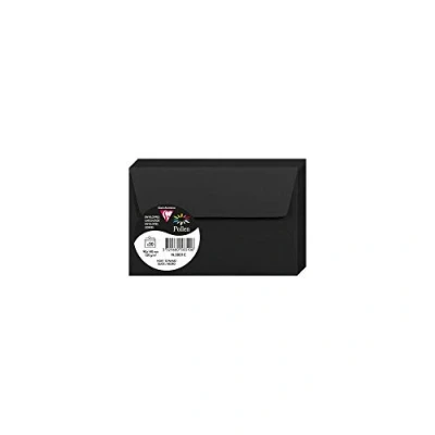 Abbildung von Clairefontaine 5831C Packung mit 20 Umschläge Pollen selbstklebend, Format 9x14cm, 120g, Schwarz, ideal für Ihre Einladungen und Korrespondenz, 1 Pack