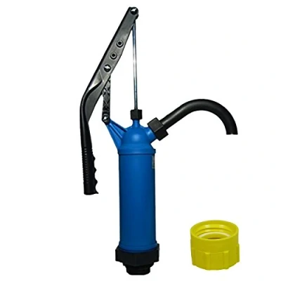 Abbildung von ABACUS® Fasspumpe Vario mit variablem Hub + Adapter gelb für Gewinde Nr. 61 geeignet Alkohole, Benzin, Diesel, milde Laugen und Säuren Handpumpe Hebelfasspumpe Ölpumpe Kerosinpumpe(7217)