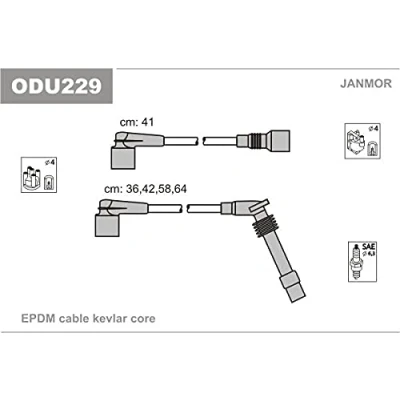 Abbildung von JANMOR ODU229 Zündkabelsatz OPEL: Corsa B Schrägheck, Astra F CC, Caravan