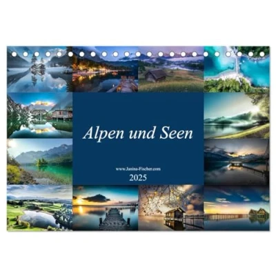 Abbildung von Alpen und Seen (Tischkalender 2025 DIN A5 quer), CALVENDO Monatskalender