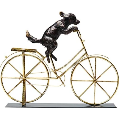 Abbildung von Kare Design Deko Objekt Dog With Bicycle Schwarz/Gold, Skulptur, Dekofigur, Dekoration für Wohnzimmer, Schlafzimmer, Büro, Regale, Accessoire 35,5x44x7,5 cm (H/B/T)