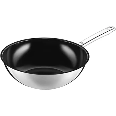 Abbildung von Silit Wuhan Wokpfanne Induktion 28 cm, Wok Edelstahl beschichtet, Induktion, backofenfest, Silber