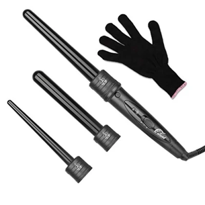 Abbildung von Culwad Lockenstäbe Große und Kleine Locken Set, 3 in 1 Lockenstab mit Verschiedenen Aufsätzen Keramik Turmalin Beschichtung Welleneisen Handschuh