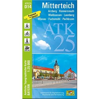 Abbildung von ATK25 D14 Mitterteich (Amtliche Topographische Karte 1:25000): Arzberg, Konnersreuth, Waldsassen, Leonberg, Wiesau, Fuchsmühl, Pechbrunn: ... Amtliche 1:25000 Bayern)