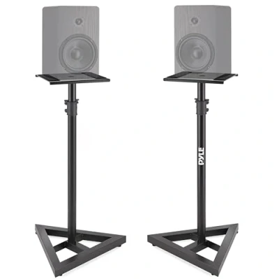 Abbildung von Pyle Lautsprecherständer, Boxenständer Höhenverstellbar 66 132cm, Universelles Boxenstativ, Lautsprecher, speaker stands, Stabile Dreiecksbasis Bodenspikes, Studio Monitor Ständer, Belastbar 40kg,Pair
