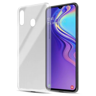 Abbildung von Cadorabo Hülle kompatibel mit Samsung Galaxy M30 / A40s Silikon Handyhülle für Case aus [Nie vergilben Technologie], Kratzfeste Schutzhülle VOLL TRANSPARENT