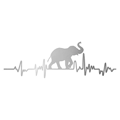 Abbildung von Finest Folia Aufkleber Herzschlag Tiere Breite 27cm Lifeline Heartbeat Deko Sticker Selbstklebend für Auto Kühlschrank Laptop Autoaufkleber K150 (Silber, 05 Elefant)