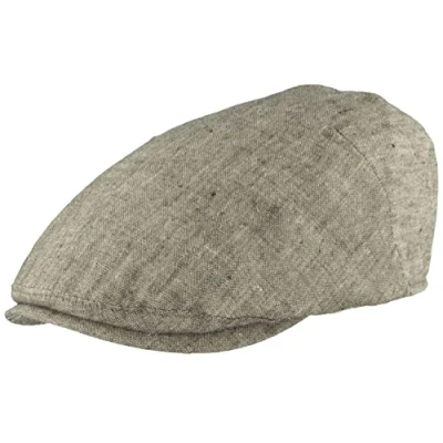Abbildung von Breiter Herren Schiebermütze Flatcap Schirmmütze 100% Leinen, Futter Baumwolle Leicht &amp; Bequem Schwarz meliert 59