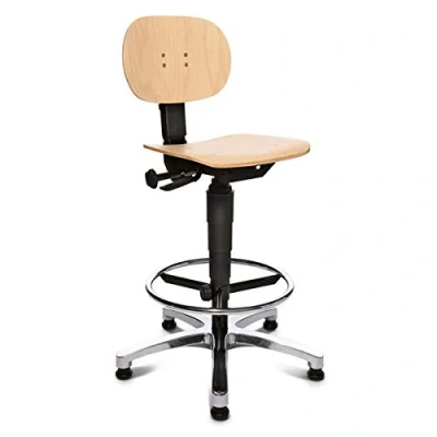 Abbildung von Arbeitsdrehstuhl TOPSTAR FACTORY 100 plus,Sitz + Lehne aus Buchenholz,Gewicht 12 kg,Sitzhöhe 59 84cm