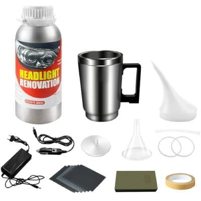 Abbildung von Yanxinanty Auto Scheinwerfer aufbereitung Set, 800g politur verwendet, um verschwommene, vergilbte, zerkratzte und oxidierte Headlight Restoration
