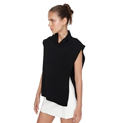 Abbildung von TRENDYOL Damen Red Collar Knitwear Sweater, Schwarz, L EU