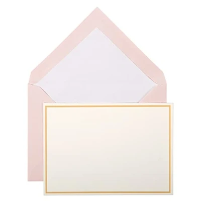 Abbildung von Lalo 32605L Karten Set Vergé de France (25% Hadern mit 10 Papier 300 g, 107 x 152 mm, Farbrand Rosa, Umschläge, weiß gefüttert, 114 162 1 Pack)