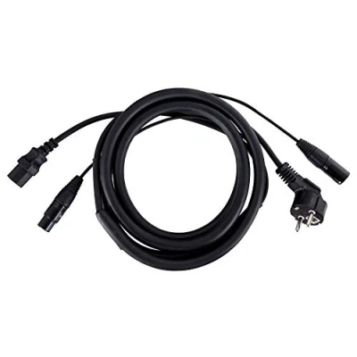 Abbildung von Pronomic Stage EUIECD 2.5 Hybridkabel Kaltgeräte/DMX 2,5 m Kombi Kabel für Stromversorgung und DMX Signal zur Verbindung von Lichteffekten bis 6A belastbar schwarz