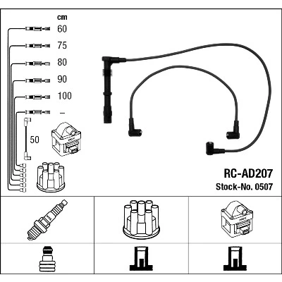 Abbildung von NGK 0507 Zündkabelsatz 6 AUDI: Coupe B3, 200 C3 Limousine