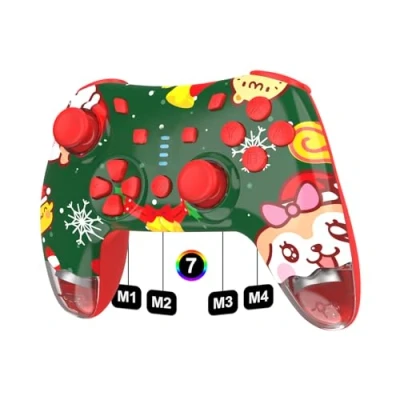 Abbildung von Switch Controller, kabelloser Pro Controller für Switch/Switch Lite/Switch OLED, kabelloses Gamepad PC/iOS/Android mit RGB/programmierbar/Bewegungssteuerung/Vibration/Turbo/Wakeup (rot)