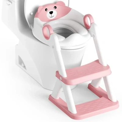 Abbildung von Rabb 1st Toilettenleiter für Kinder, Upgraded Kindertoilette Jungen und Mädchen, 2 in 1 Kind Toilettensitz mit Treppe, Spritz Rutschfestes Trittbrett