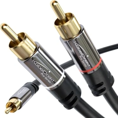 Abbildung von KabelDirekt 1 m Cinch Y Kabel, auf 2 Cinch, Stereo Audiokabel (Koax RCA Stecker/Stecker, analog/digital, Adapter für Subwoofer/Verstärker/HiFi und Heimkino/Receiver, schwarz)