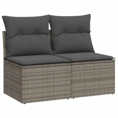 Abbildung von vidaXL Gartenlounge Set 2 tlg. Garten Sofagarnitur mit Kissen Grau Poly Rattan, (1 tlg)