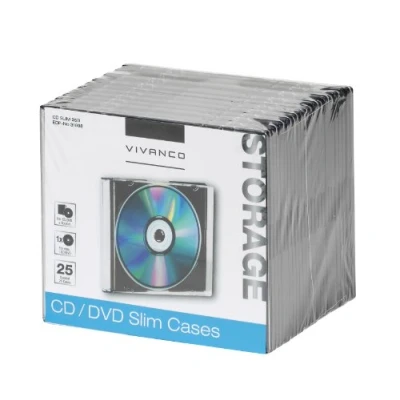 Abbildung von Vivanco 31698, Schmales Gehäuse, 1 Disks, Schwarz, Transparent, 25 Stück(e)