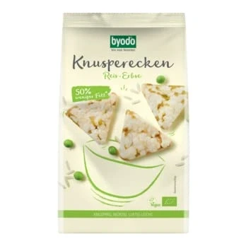 Abbildung von Bio Knusperecken Reis Erbse 90g Byodo Snack Glutenfrei, Gesunder Knabberspaß, Vegan, Reich an Protein, Ohne Zusatz von Zucker, DE ÖKO 013 Zertifiziert Idealer für Zwischendurch