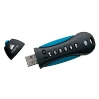Abbildung von Corsair Flash Padlock 3, 256 GB Sicheres USB 3.0 Laufwerk Mit Tastatur (256 Bit AES Verschlüsselung, FIPS 197 Sicherheitsstandards, Robustes Gummigehäuse, Integriertes PIN Pad) Schwarz/Blau