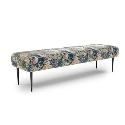 Abbildung von CAVADORE Sitzbank Amba, Trendige Polsterbank 3 sitzig für Küche, Esszimmer oder Wohnküche / Küchenbank passend zum Sitzer Amba 159 x 52 54 Jacquard Flachgewebe: Blumenmuster Olive