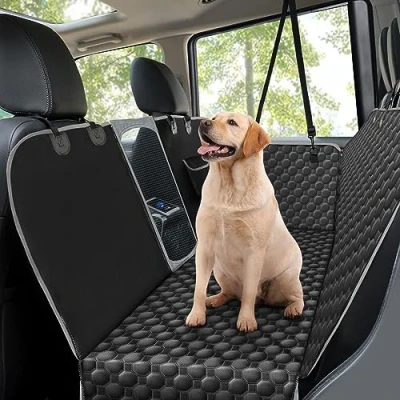 Abbildung von Taygeer Hundedecke für Auto Rückbank, Wasserdicht &amp; Kratzfest Autoschondecke Hund Rücksitz mit Seitenschutz und Sichtfenster, Universal Hundematte Rücksitzbank SUV 145 x 136 cm Schwarz