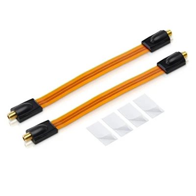 Abbildung von conecto CC50244 Premium Fensterdurchführung für SAT Kabel koaxial (F Kupplung auf F Kupplung, vergoldet) inkl. Klebepads, 26cm, kupfer (2 Stück)