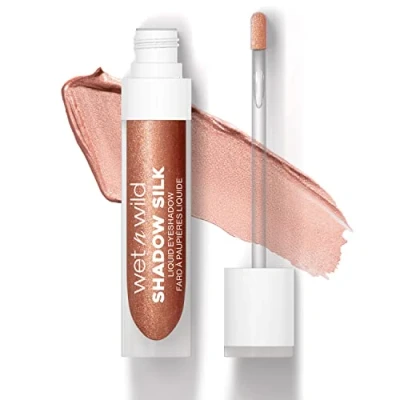 Abbildung von wet n wild Shadow Silk Liquid Eyeshadow, Hochpigmentierter Flüssig Lidschatten mit Schimmerfinish, Schnell Trocknend, Einfaches Auftragen Stiftapplikator, Farbton Heart Of Rose Gold