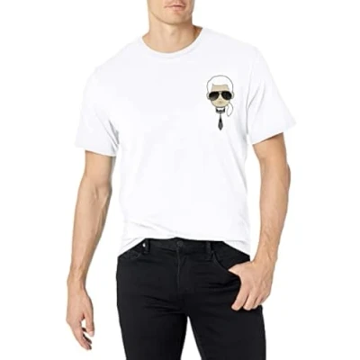 Abbildung von Karl LAGERFELD Herren Classic Character Short Sleeve Crew Neck T Shirt, Weiss/opulenter Garten, XL