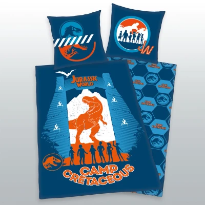 Abbildung von Herding Bettwäsche Set, Jurassic World Camp Cretaceous, Kopfkissenbezug 80 x cm Mit Knöpfen und Wende Motiv, Bettbezug 135 200 cm, Knopfverschluss, 100% Baumwolle/Linon