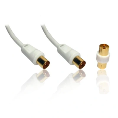 Abbildung von CDL Micro 5 m vergoldet TV Koaxialkabel Antenne Kabel Stecker auf mit Adapter (Buchse Buchse)