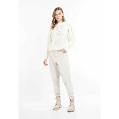Abbildung von Dreimaster Strick Pullover Damen WOLLWEISS