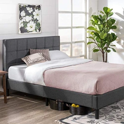 Abbildung von ZINUS Polsterbett mit Kopfteil, 140x200, 180x200, Dunkelgrau plattformbett (Packung, 1 tlg., bett), Kein Boxspring erforderlich, Quietschfest, Einfache Montage