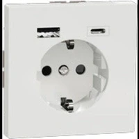 Abbildung von Schneider Electric Merten MEG2367 6035 System Design Schuko Steckdose mit Zwei Ausgängen zum Gleichzeitigen Betreiben/Laden von USB Geräten Integriertem Akku, Lotosweiß