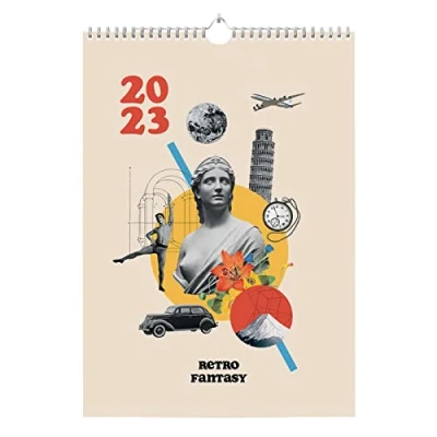 Abbildung von Grupo Erik Offizieller Retro Fantasy Kalender 2023, A3 Kalender, 30,5 x 41,9 cm, quadratischer Wandkalender klassischer spiralgebundener Flip 2023