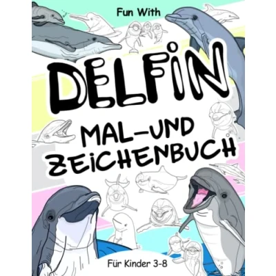 Abbildung von Delfin Mal und Zeichenbuch für Kinder von 3 8 Jahren: Viel Spaß beim Ausmalen Delphinen Zeichnen einiger Teile jedes springenden ... zum Sammeln Genießen
