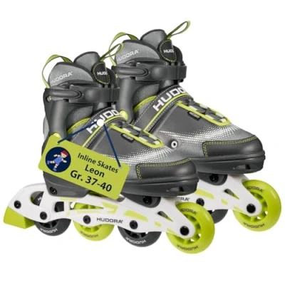 Abbildung von HUDORA Inline Skates Leon Lime Inliner für Kinder/Jugendliche &amp; Erwachsene in Größe 37 40 Inlineskates bis zu 4 Größen verstellbar Bequeme stilvolle Rollerskates