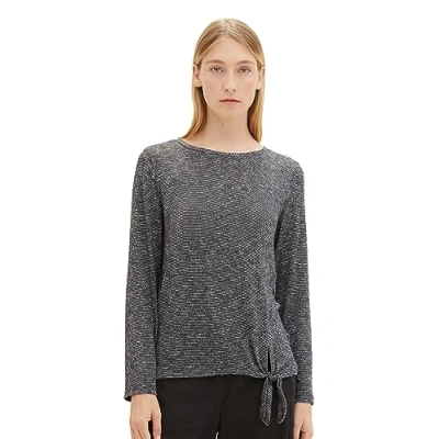 Abbildung von TOM TAILOR Damen 1038870 Langarmshirt mit Knotendetail, 30281 evident Anthracite Melange, M