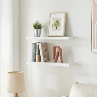 Abbildung von [en.casa] Wandregal 3er Set Stranda Regal Hängeregal Schweberegal 60 x 20 4 cm Wandboard Bilderleiste Regalbrett belastbar bis zu 5 kg Schwebendes Wandablage Weiß