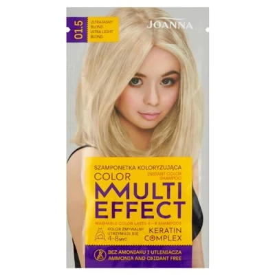 Abbildung von JOANNA Tönungsshampoo “Multi Effect Haarfärbe Shampoo im Beutel Haltbarkeit 4 bis 8 Wäschen Haartönung ohne Ammoniak und Oxidationsmittel Ultrahelles Blond