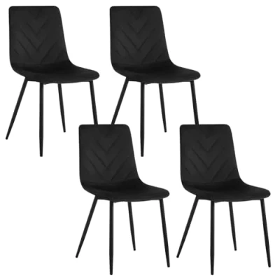 Abbildung von Lestarain Esszimmerstühle 4er Set, Küchenstuhl mit Rückenlehne, Design Stuhl modern, Samtstuhl Metallbeinen, Polsterstuhl für Esszimmer Küche Wohnzimmer, 150 kg belastbar, Schwarz, LCNI130002 4