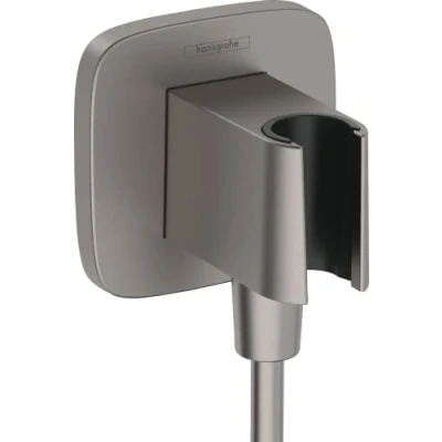 Abbildung von hansgrohe Wandanschluss mit Duschkopfhalterung FixFit Q, Brushed Black Chrome