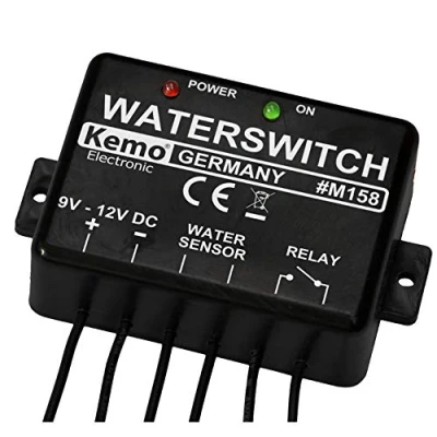 Abbildung von Kemo M158 Wassermelder 9 12 V/DC. Integriertes Relais. Steuern von Sirenen, anderen Abschaltrelais usw. Mit LED Anzeigen. Stromaufnahme